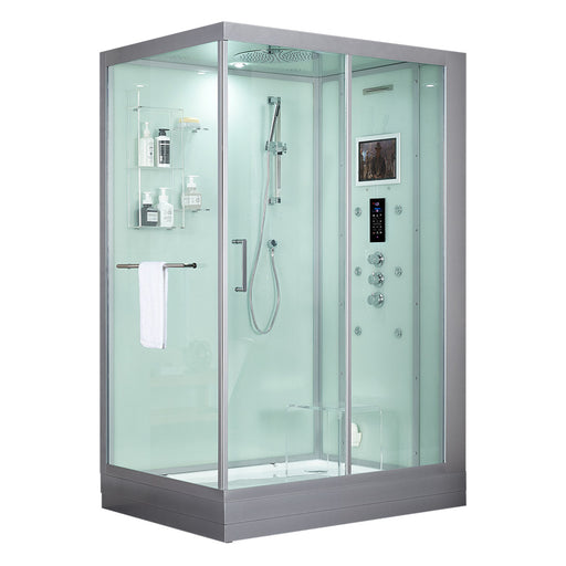 Maya Bath Platinum Anzio Steam Shower with TV - 57" x 37" x 88" - White - Right Side - Cottage Chest