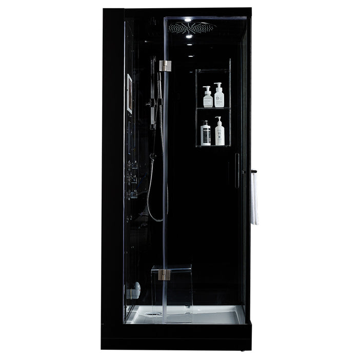 Maya Bath Arezzo Steam Shower with TV - 37" x 37" x 88" - Black - Left Side - Cottage Chest