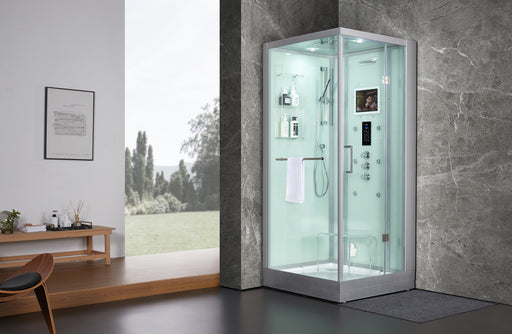 Maya Bath Arezzo Steam Shower with TV - 37" x 37" x 88" - White - Right Side - Cottage Chest