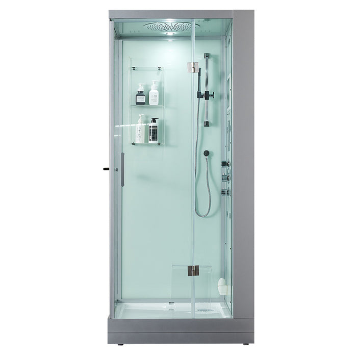 Maya Bath Arezzo Steam Shower with TV - 37" x 37" x 88" - White - Right Side - Cottage Chest