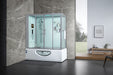 Maya Bath Catania Platinum Steam Shower Whirlpool Bathtub Combo with Smart TV - 71" × 38" × 88" - White - Left Side - Cottage Chest