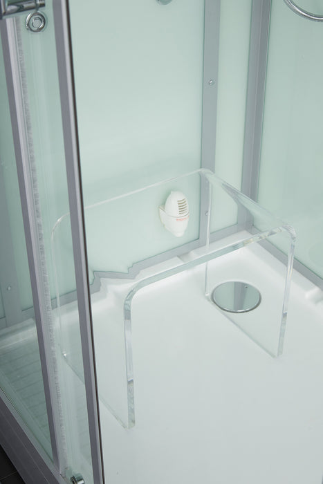 Maya Bath Platinum Lucca Steam Shower with TV - 47" x 33" x 88" - White - Left Side - Cottage Chest