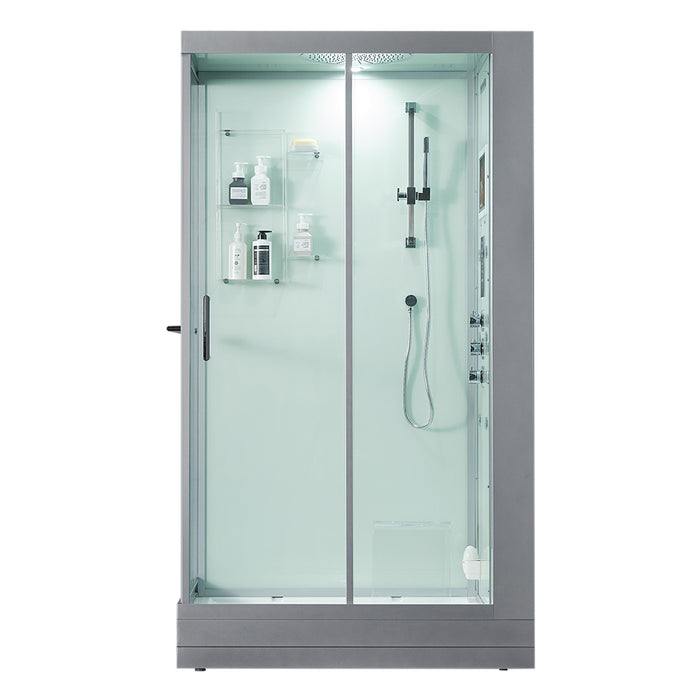 Maya Bath Platinum Lucca Steam Shower with TV - 47" x 33" x 88" - White - Right Side - Cottage Chest