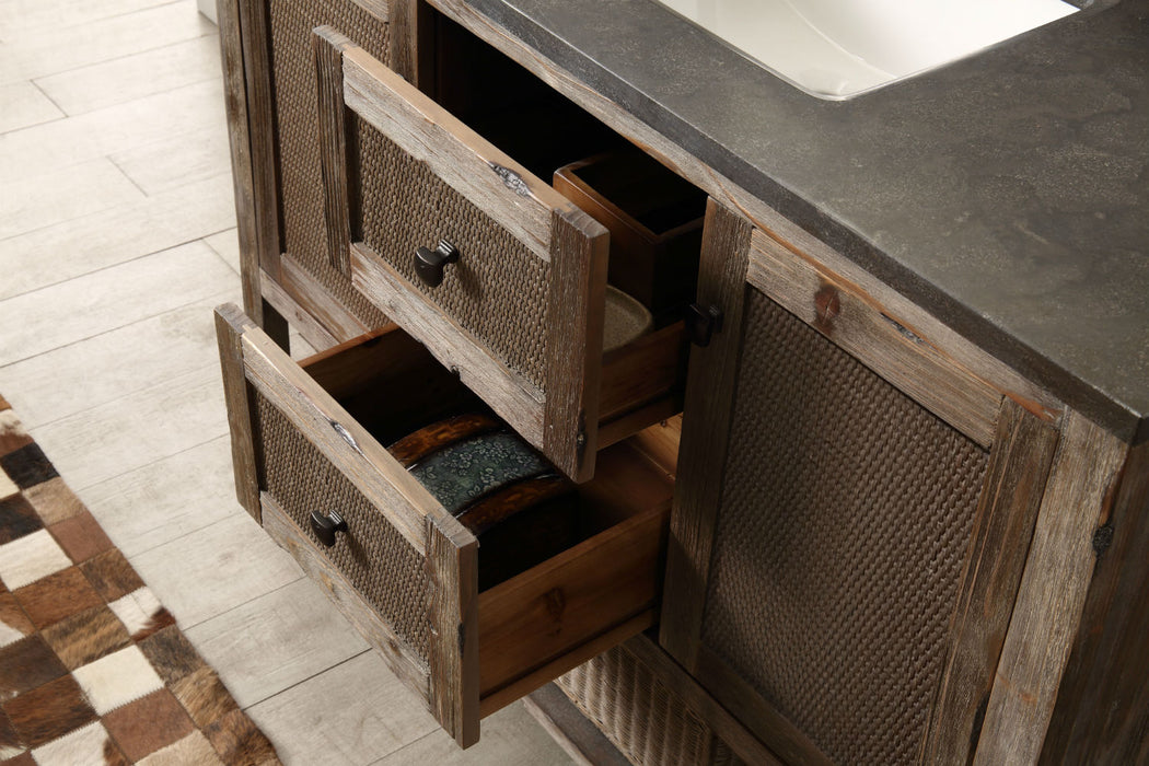 Legion Furniture 48" Solid Wood Sink Vanity with Moon Stone Top - Brown Rustic Finish - Cottage Chest