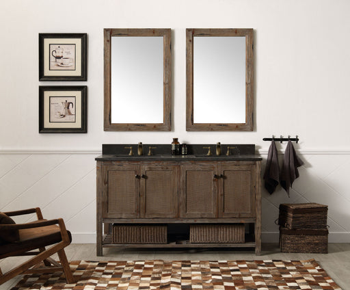 Legion Furniture 60" Solid Wood Sink Vanity with Moon Stone Top - Brown Rustic Finish - Cottage Chest