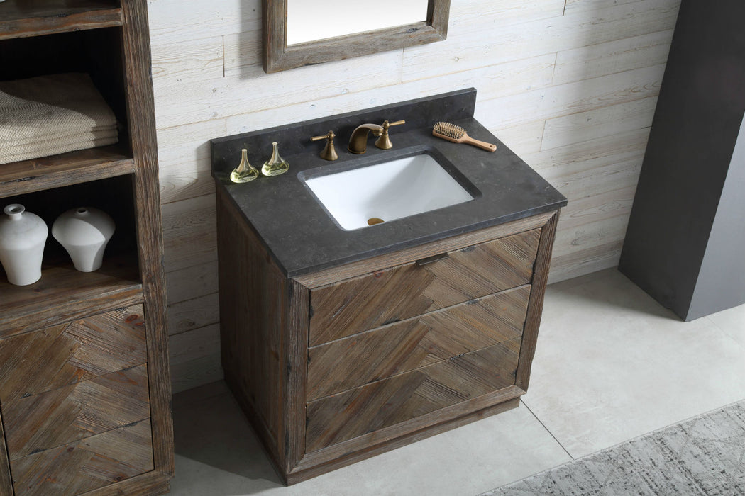 Legion Furniture 36" Wooden Sink Vanity Match with Marble Top - Brown Rustic Finish - Cottage Chest