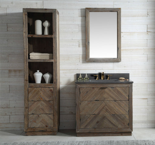 Legion Furniture 36" Wooden Sink Vanity Match with Marble Top - Brown Rustic Finish - Cottage Chest