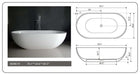 Legion Furniture 70.1" White Matt Solid Surface Freestanding Soaking Bathtub - Cottage Chest