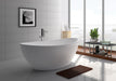 Legion Furniture 71" White Matt Solid Surface Bathtub - Freestanding Pedestal - Soaker - Cottage Chest