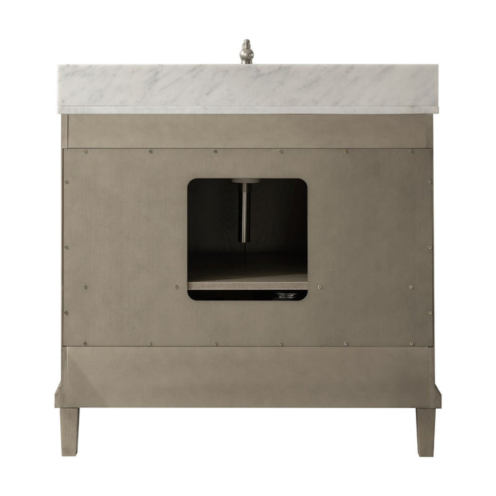 Legion Furniture 36" Antique Gray Oak Bathroom Vanity with Carrara White Top Sink - Cottage Chest