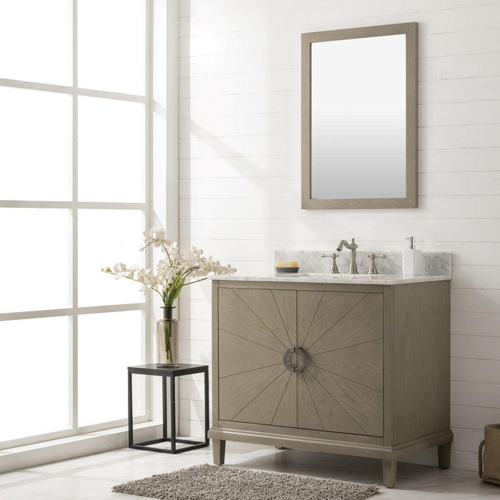 Legion Furniture 36" Antique Gray Oak Bathroom Vanity with Carrara White Top Sink - Cottage Chest