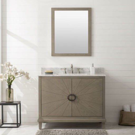 Legion Furniture 36" Antique Gray Oak Bathroom Vanity with Carrara White Top Sink - Cottage Chest