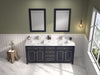 Legion Furniture 72" Blue Finish Double Sink Vanity Cabinet with Carrara White Top - Cottage Chest