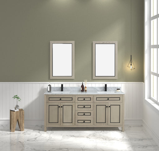 Legion Furniture 72" Light Oak Finish Double Sink Vanity Cabinet with Carrara White Top - Cottage Chest