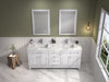 Legion Furniture 72" White Finish Double Sink Vanity Cabinet with Carrara White Top - Cottage Chest