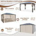 EROMMY Patio Hardtop Gazebo 10’X12’ Aluminum Frame Gazebos With Netting & Curtain - Cottage Chest