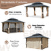 EROMMY 12' X 14' Deluxe Outdoor Double Roof Hardtop Gazebo With Curtains And Netting, Anti-Rust Coating Frame - Cottage Chest